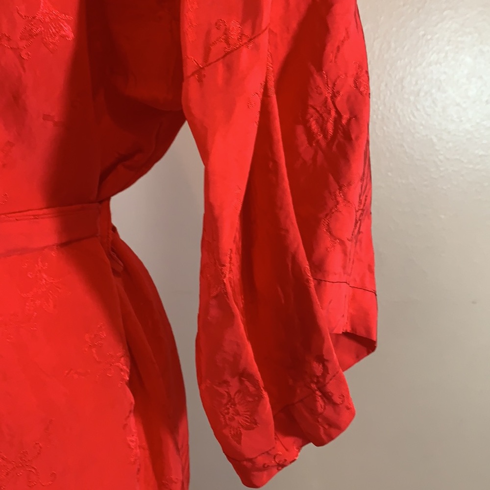 Health All Rayon Embroidered Red Kimono Robe - Picture 8 of 10